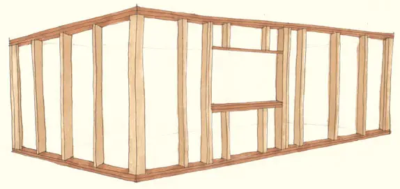 Pictured is a drawing of the stud frame system