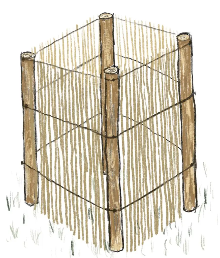 Pictured is a sketch of a compost heap