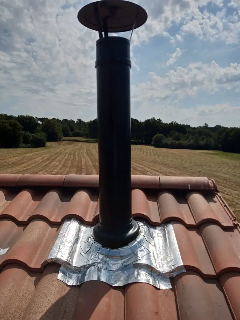 Pictured is the flue above the roof
