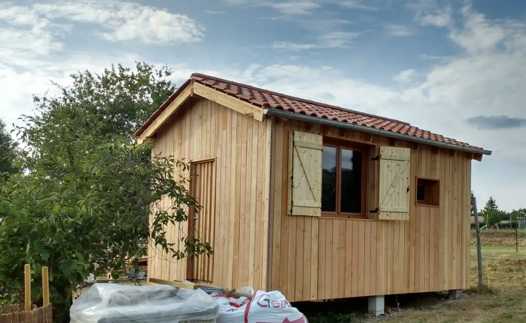 Pictured is the tiny house nearing completion