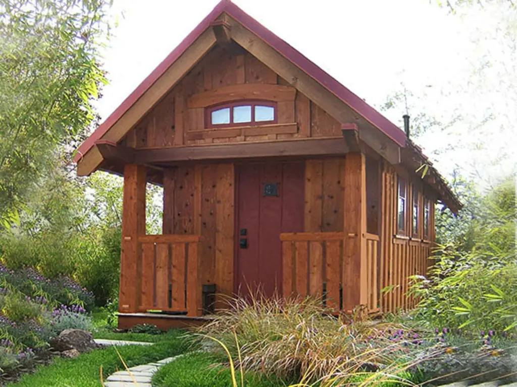 Pictured is a tiny house that was built from plans