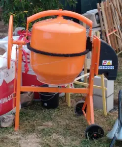 Pictured is the cement mixer I used to build my tiny house