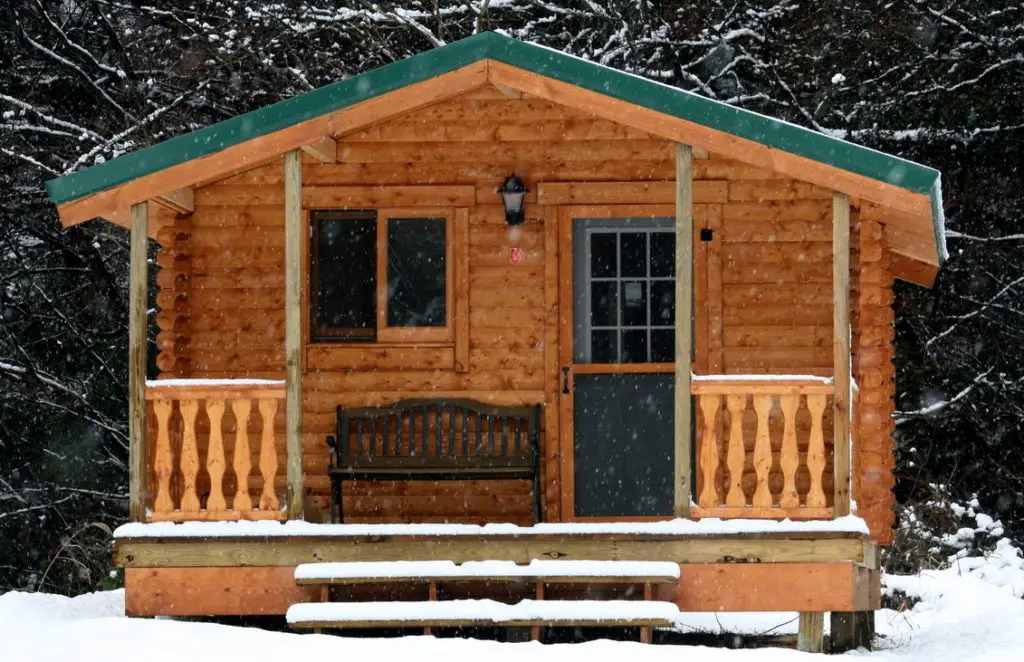 Pictured above is a wooden chalet