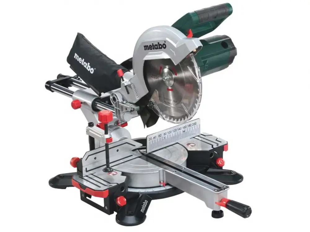 Pictured is a Metabo KGS254M mitre saw