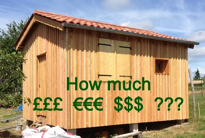 Pictured is a tiny house with some text "how much?"
