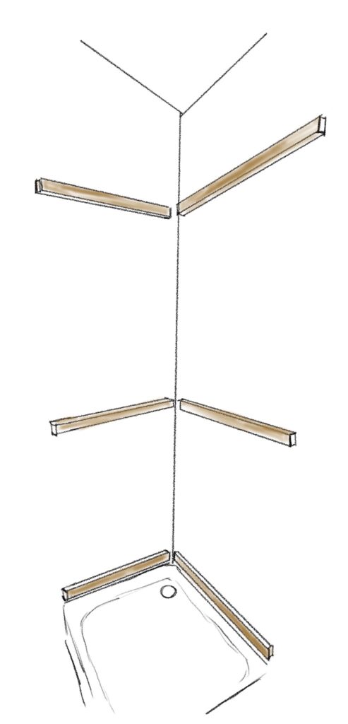 Pictured is a drawing of the batten layout for a corrugated steel shower
